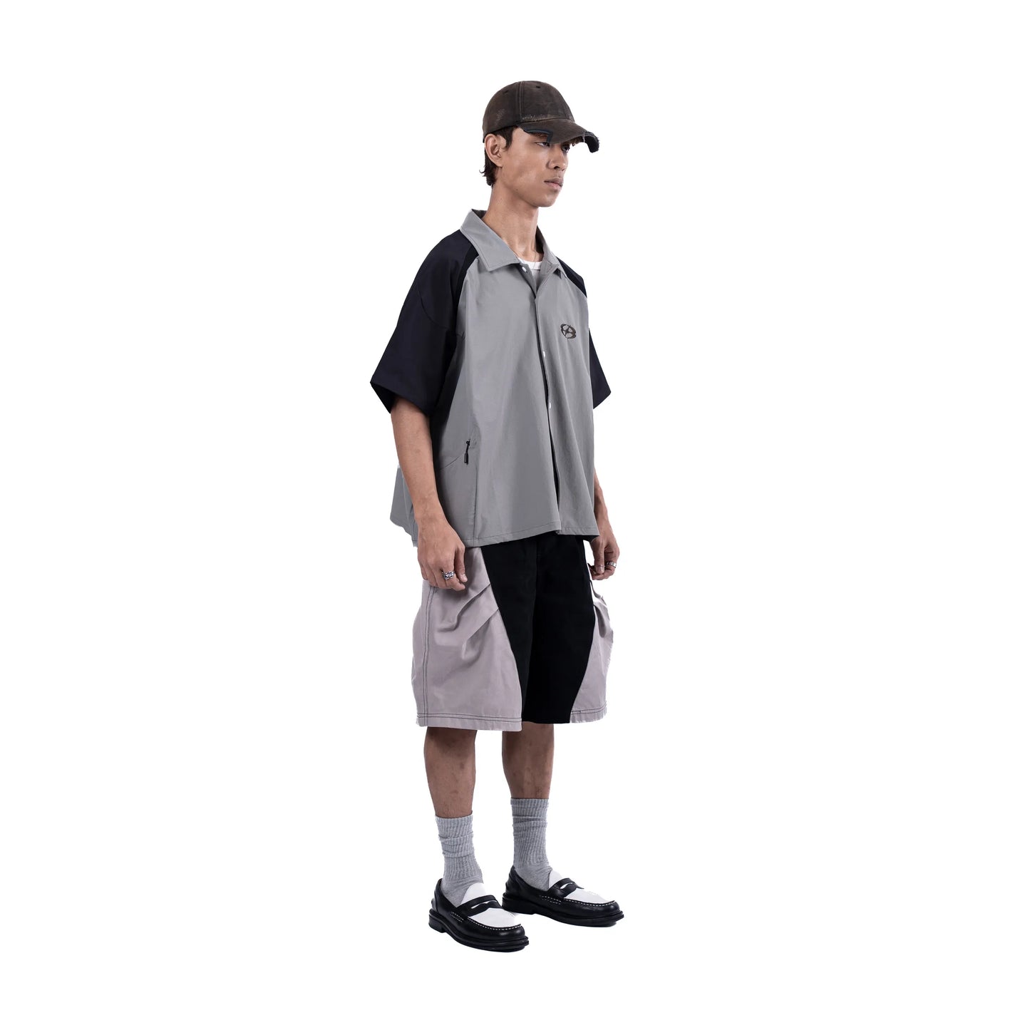 U8 BOXY SHIRT (BLACK/GREY)