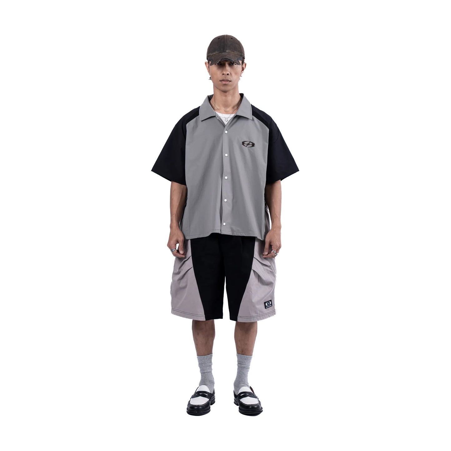 U8 BOXY SHIRT (BLACK/GREY)